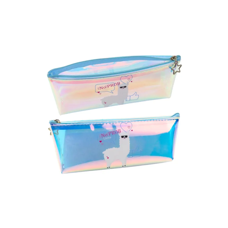Vaikiškas holografinis mokyklinis pieštukinis dėklas su Lama Blue 21x6cm · 1