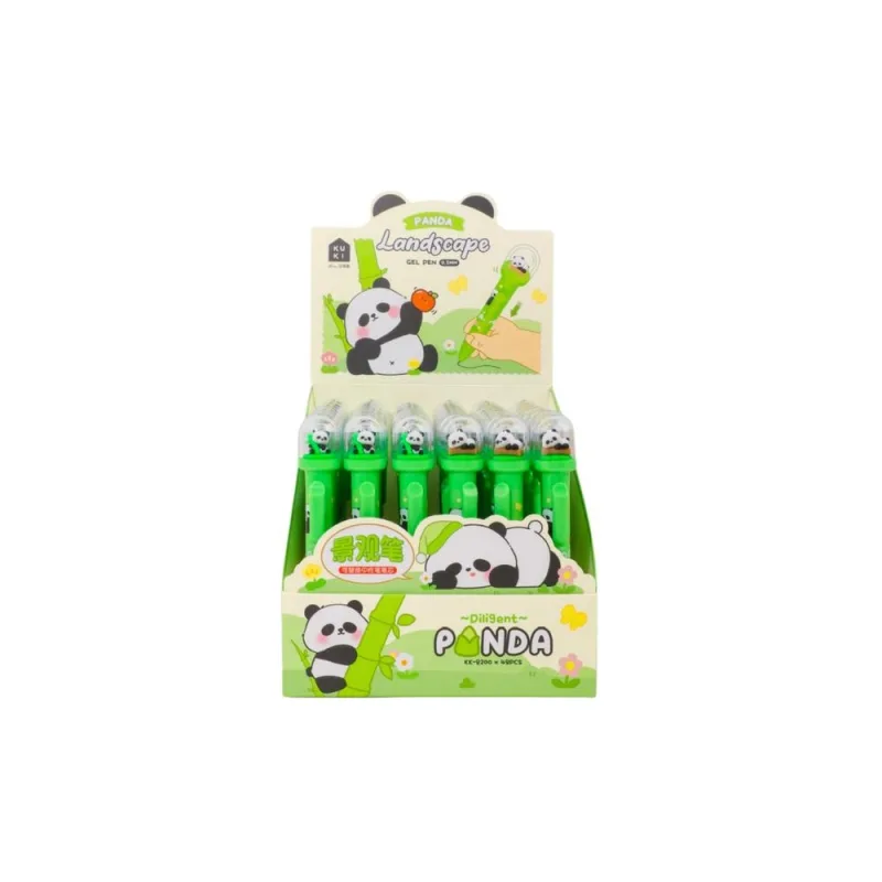 Žalios spalvos Panda gelinis rašiklis su mėlynu rašalu 0,5 mm · 3