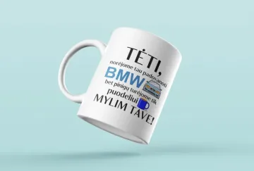 Standartinis puodelis „Tėti, norėjome tau padovanoti BMW“