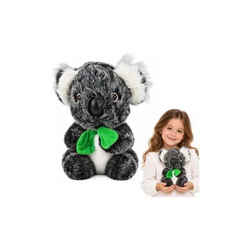 Pliušinis žaislas Koala su žaliu šaliku, pilkos spalvos, 22 cm