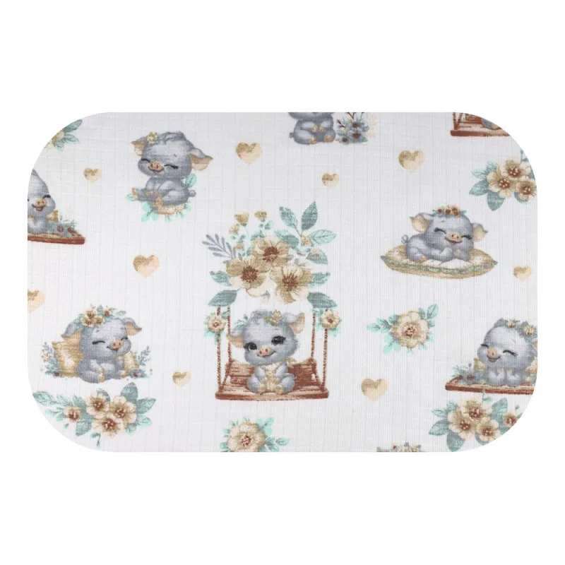Sauskelnės - 30046 - TETRA PRINT - EGA - PIGGY ant sūpynių - GREY - dydis 70x80 cm · 2