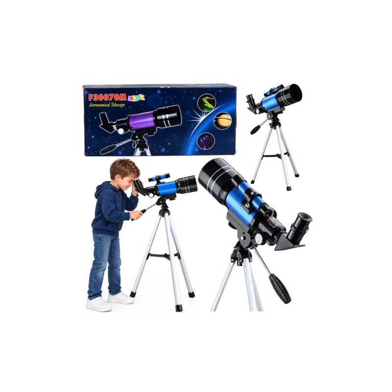 Astronominis teleskopas vaikams, mėlynas trikojis, 150 kartų didinimas · 1