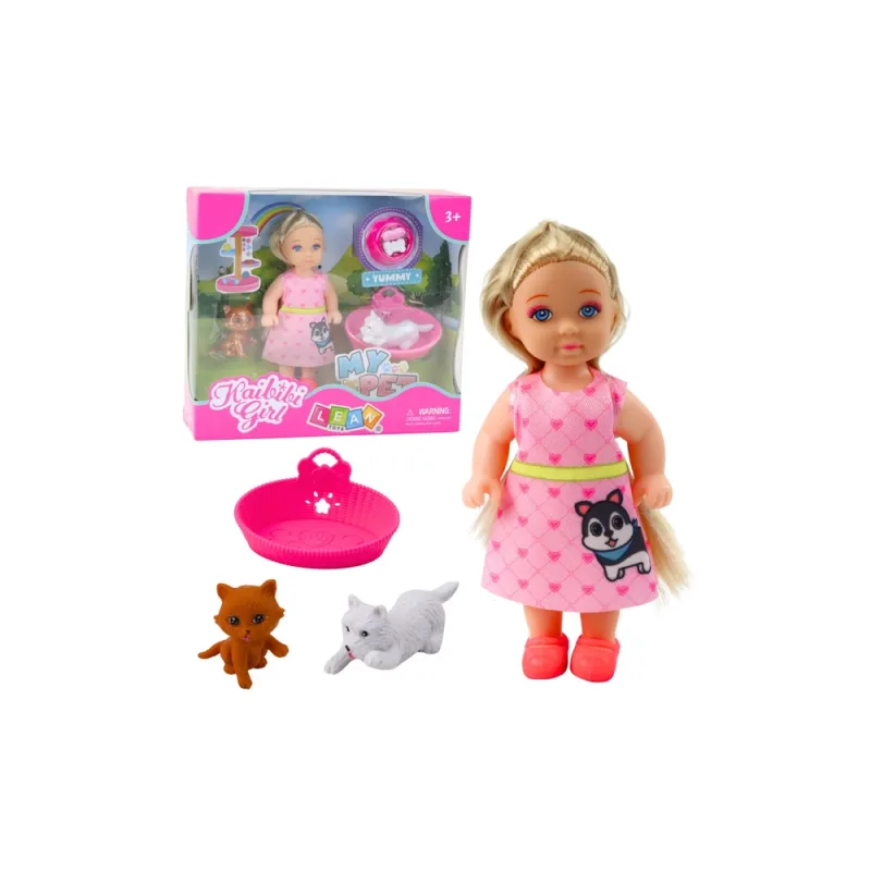Mini lėlė su šuns ir katės aksesuarais · 1