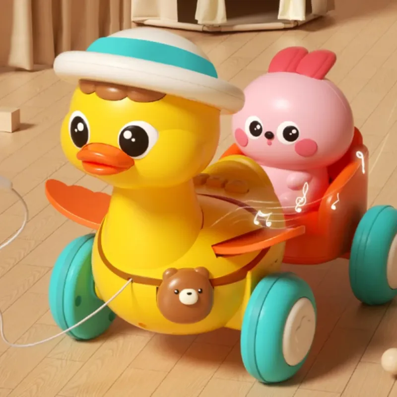 Traukiamasis ančiukas WOOPIE BABY Geltonas su rožiniu zuikiu · 2