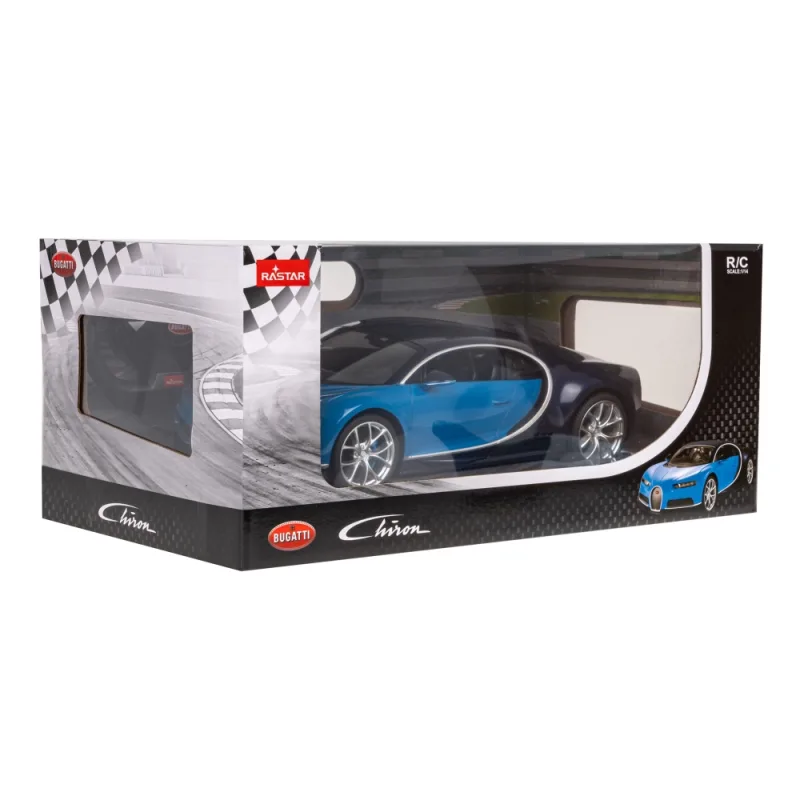 Nuotoliniu būdu valdomas Bugatti Chiron blue RASTAR 1:14 + LED žibintai + 2,4 GHz pultas · 2