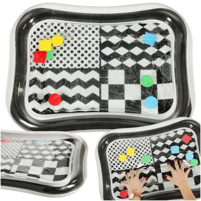 Pripučiamas vandens kilimėlis su juodos ir baltos spalvų kontrastingais raštais 65 cm x 50 cm · 1