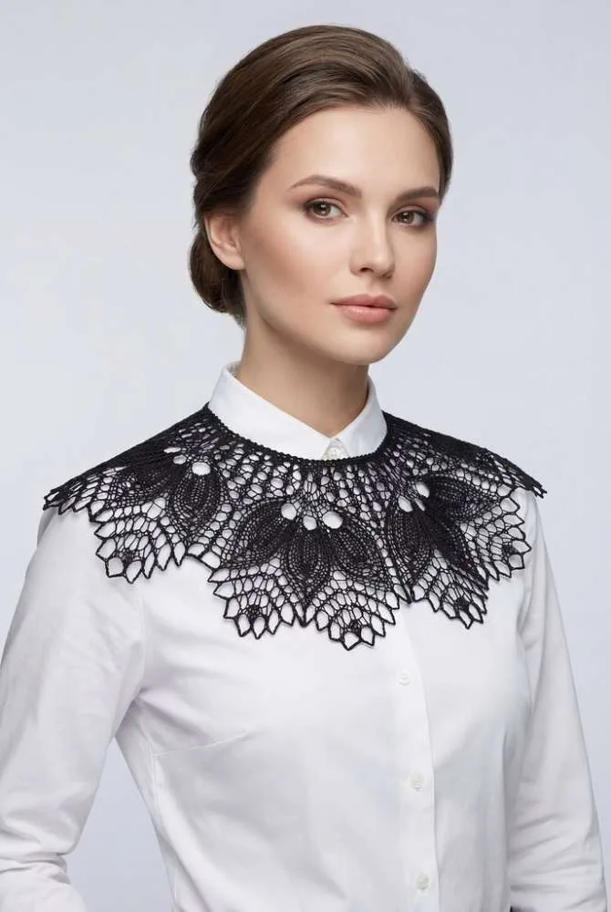 Juoda apykaklė Džuna, megzta medvilninė apykaklė