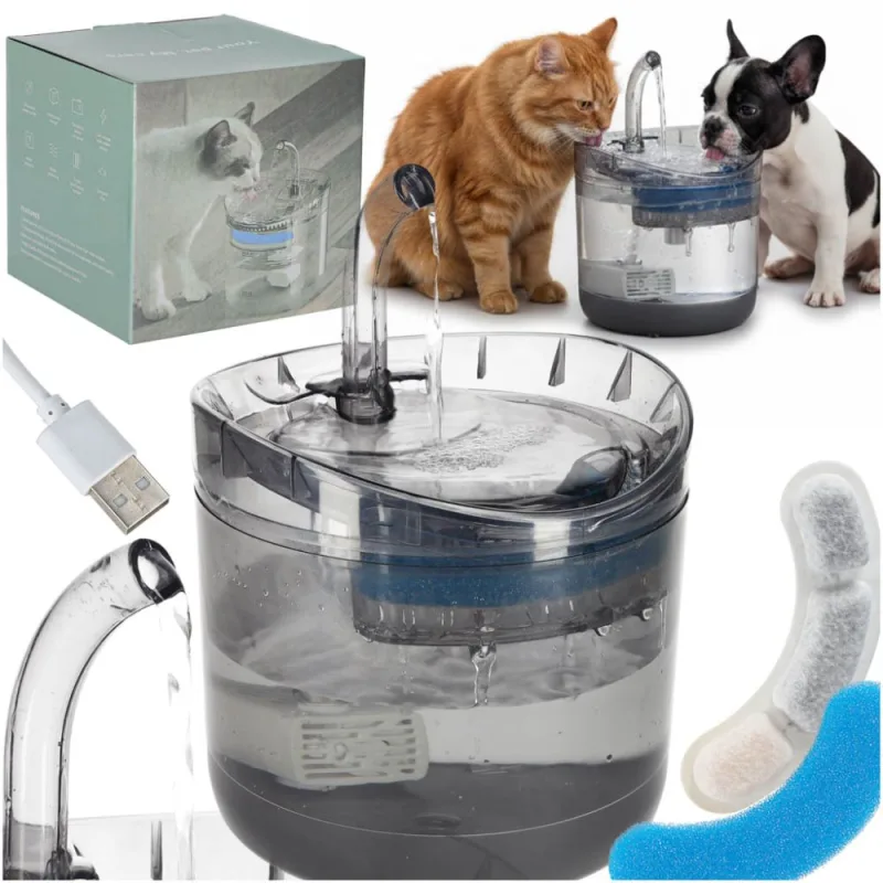 Automatinė USB gertuvė šunims ir katėms 1,8 l valymo filtras · 1