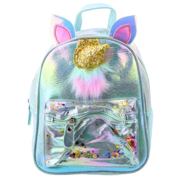 Vaikiška kuprinė su vienaragio ragu 25cm 4,5L, mėlyna