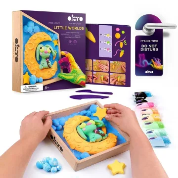 Kūrybinis rinkinys Air clay Modelino rinkinys Little Worlds Bunny Moon