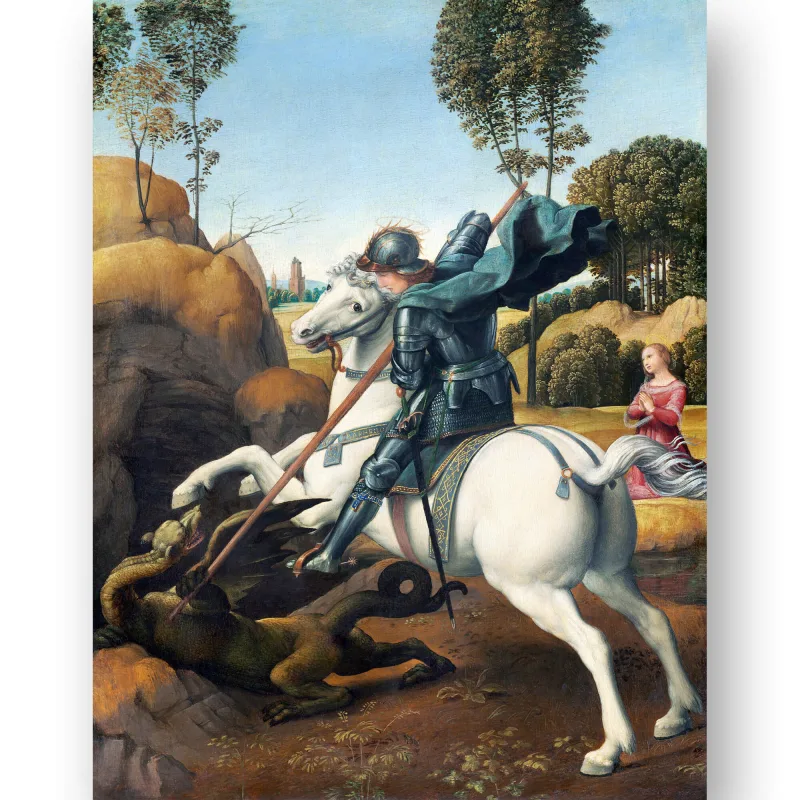 Reprodukcija „Šventasis Jurgis ir drakonas“, Raphael, (1506)