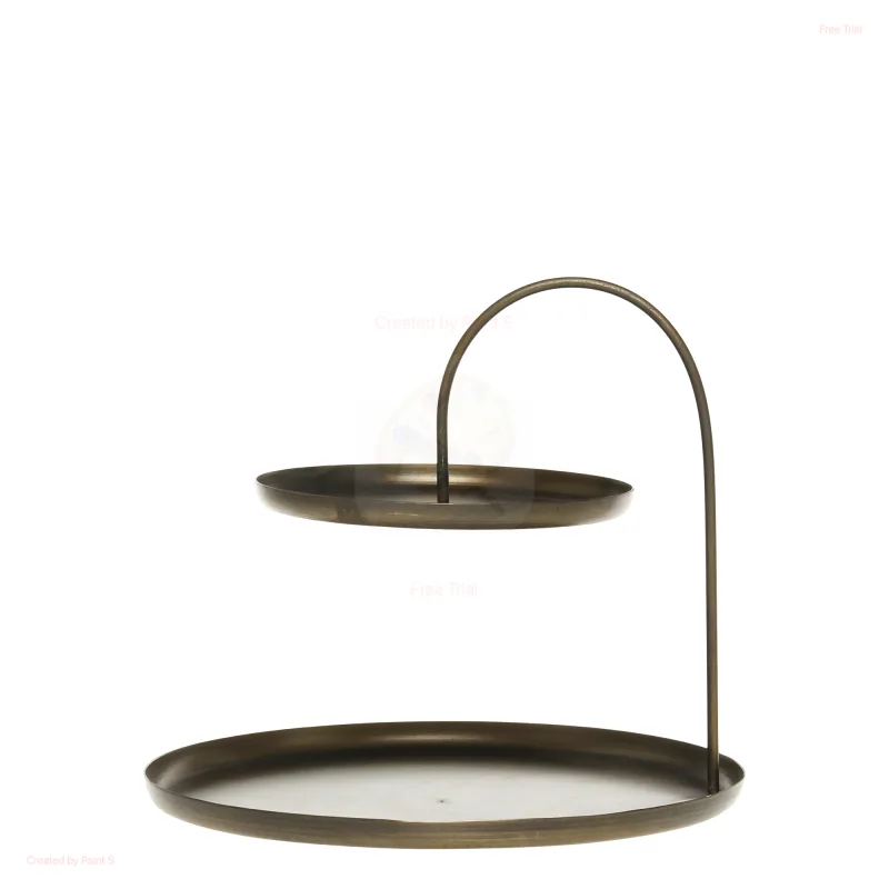 Sendinto žalvario spalvos metalinis padėklas — H19/D21 cm