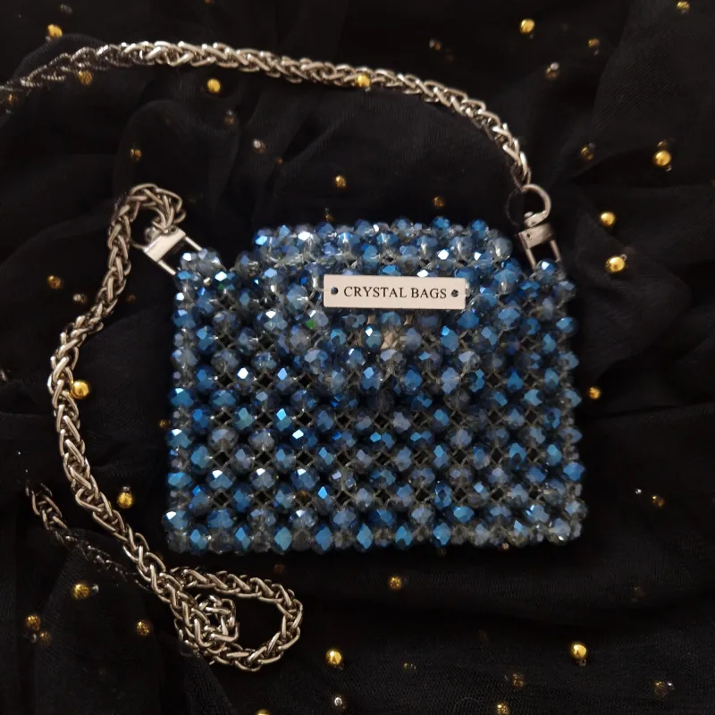 Krištolo karoliukų CardHolder (kortelių laikiklio piniginė) Mėlyna