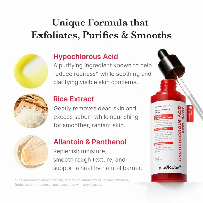 medicube Hypochlorous Acid Peel Shot – drėkinamasis šveičiamasis veido serumas, 80 ml. · 3