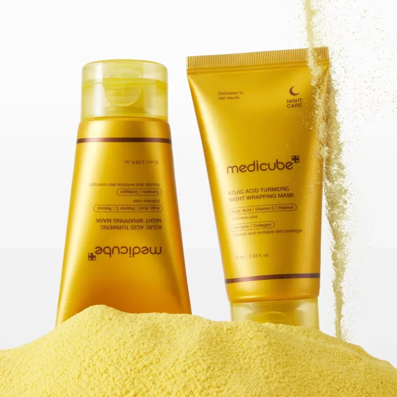 medicube Kojic Acid Turmeric Night Wrapping Mask– šviesinanti naktinė veido kaukė, 75 ml. · 3
