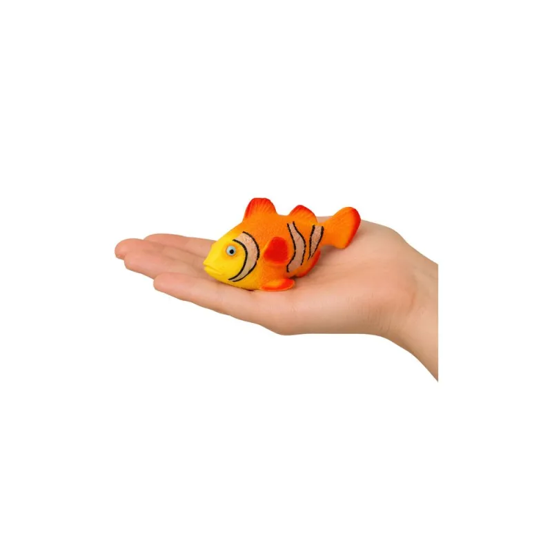 Guminė žuvis „Klounas“ – elastinga, realistiška vandenyno žuvies figūrėlė, 10 cm · 2