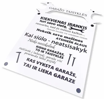 Pakabinama lentelė „Garažo taisyklės“