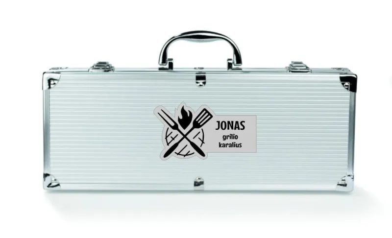 Grilio įrankių rinkinys Lagaminas XL „Jonas grilio karalius“