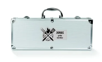 Grilio įrankių rinkinys Lagaminas XL „Jonas grilio karalius“