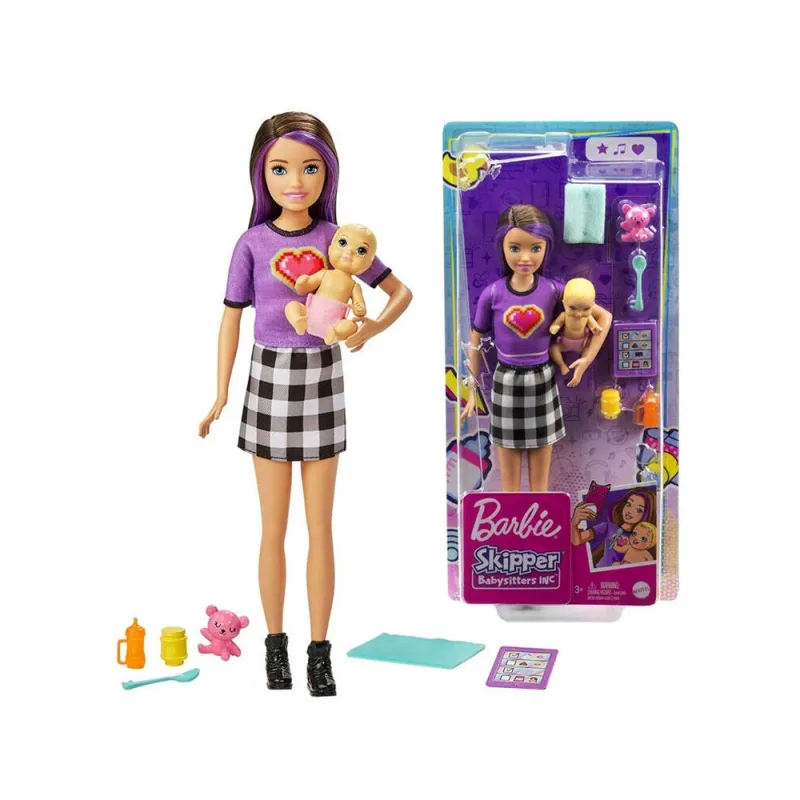 Lėlė Barbie Skipper auklė + kūdikių priedai GRP11 ZA5084 · 1