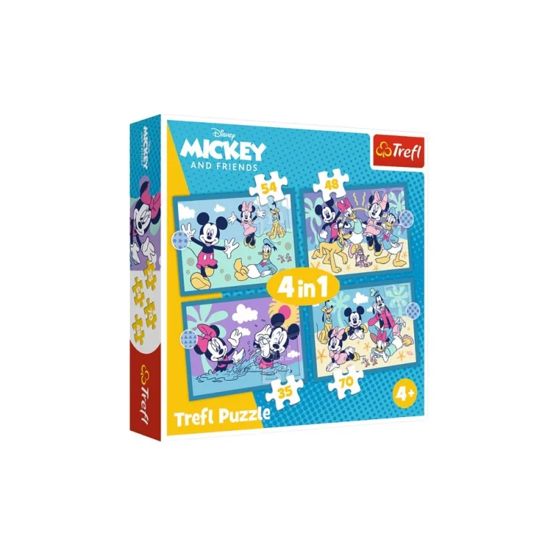 Dėlionė – 4 viename (35, 48, 54, 70) – Linksmi Mikio Peliuko nuotykiai – Trefl 34669 · 1