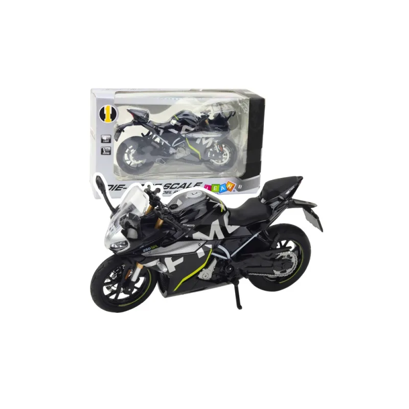 Sportinis metalinis motociklas žibintai Sound Black 250 SR 1:12 · 1