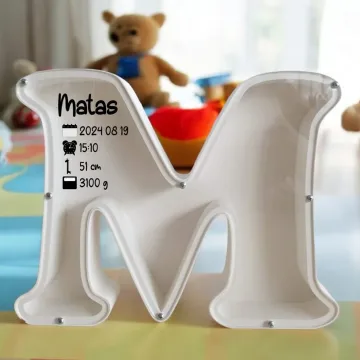 3D Taupyklė Raidė (Su Jūsų pasirinkta raide, vardu ir metrikais)