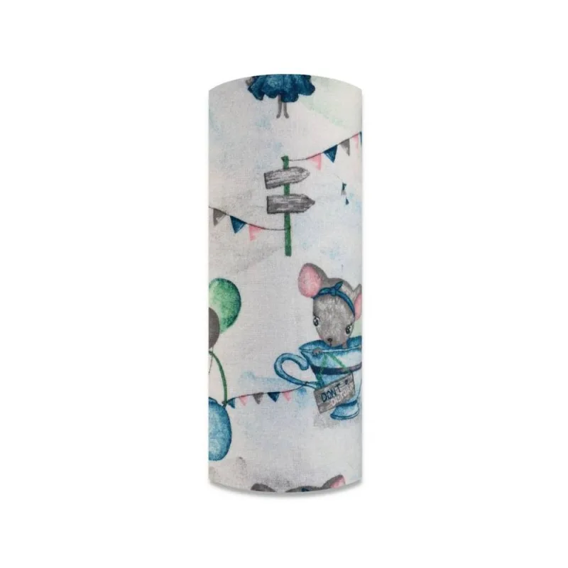 Sauskelnės - 25462 - FLANNEL PRINT - EGA - MYSZKA W FILIŻANA - BLUE/PINK - dydis 70x80 cm · 2
