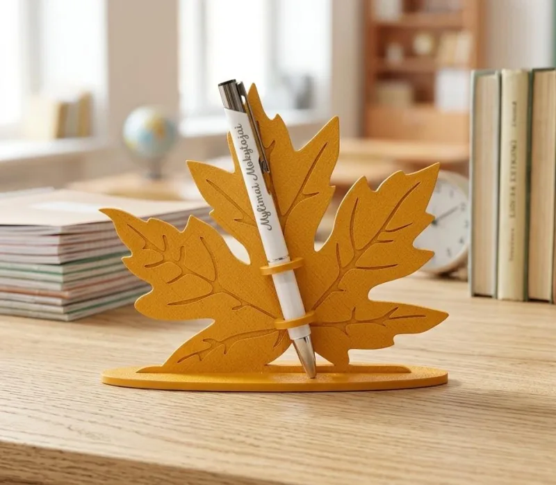 3D pastatomas stovelis „Klevo lapas“ su graviruotu tušinuku „Mylimai mokytojai“