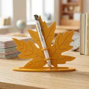 3D pastatomas stovelis „Klevo lapas“ su graviruotu tušinuku „Mylimai mokytojai“
