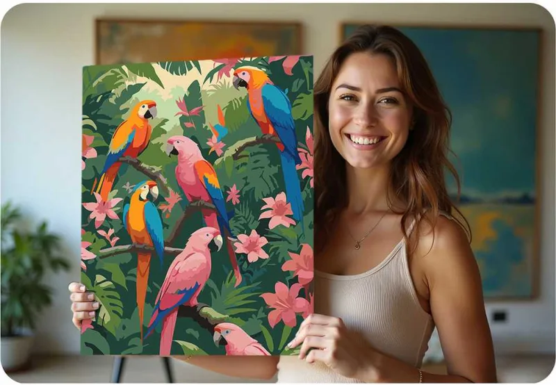 Paveikslas tapybai pagal skaičius 40x50 cm Massido Papūgos · 3