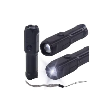 LED žibintuvėlis Priartinimo valdymas 3 šviesos režimai USB įkrovimas Juoda