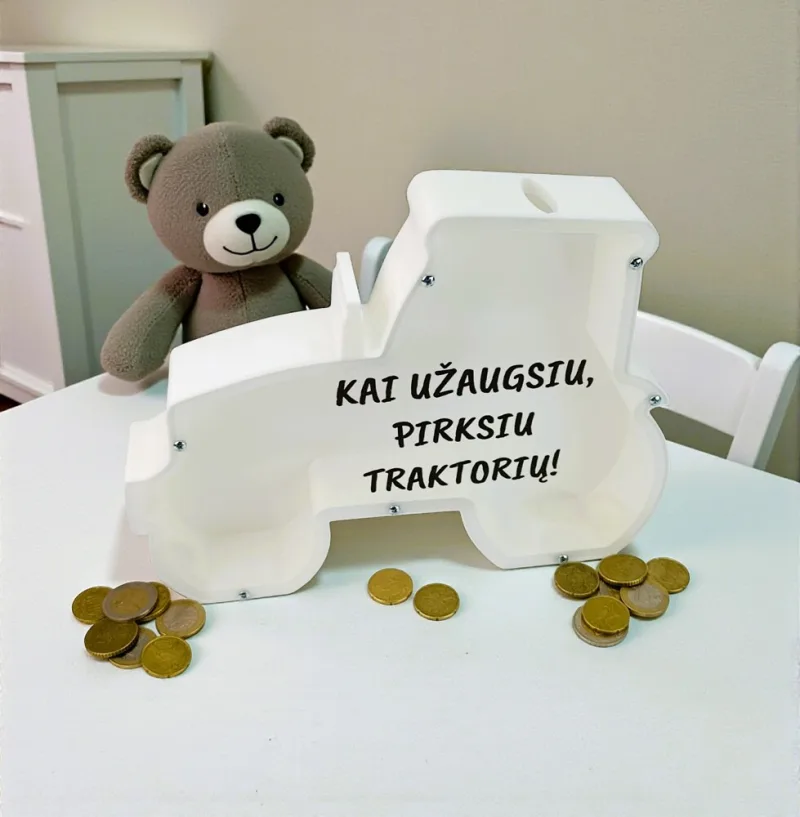 3D Taupyklė traktorius „Kai užaugsiu pirksiu traktorių“