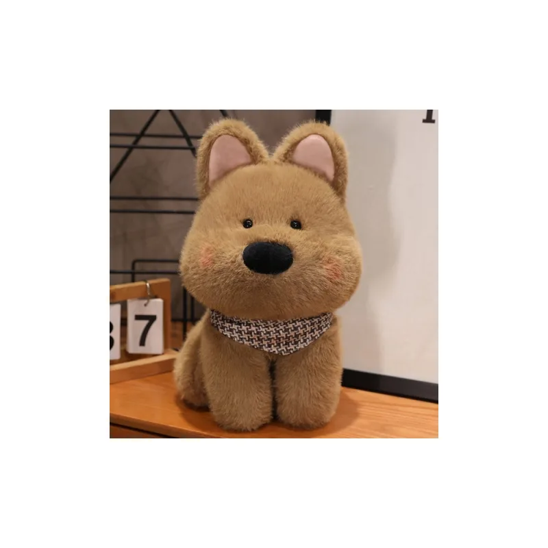 Pliušinis šuo su šaliku rudos spalvos 25 cm · 3
