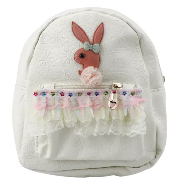 Vaikiška kuprinė su reljefiniu triušiuku Frill Cream 20cm 2,5L