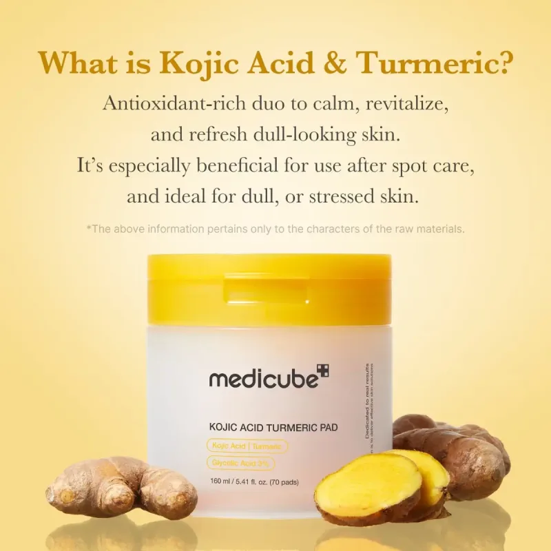 medicube Kojic Acid Turmeric Pad – tonizuojantys diskeliai su glikolio rūgštimi, 70 vnt. · 3
