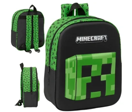 Vaikiška mokyklinė kuprinė su 3D spauda minecraft creeper · 1