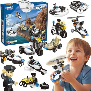 Konstruktorius WOOPIE Policijos transporto priemonės 8 STEAM modeliai