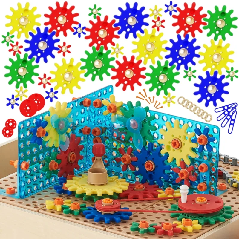Spalvingų MASTERKIDZ priedų rinkinys Mixed Gears for STEM Wall Panels 198 el. · 1