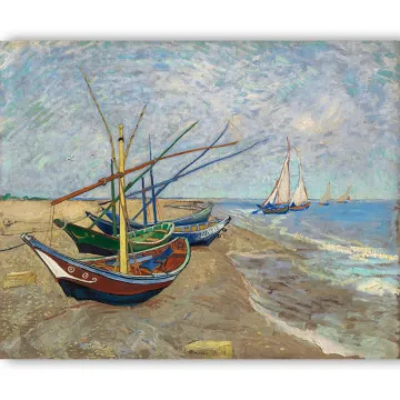 Reprodukcija „Žvejybos laiveliai paplūdimyje“, Vincent van Gogh (1888)