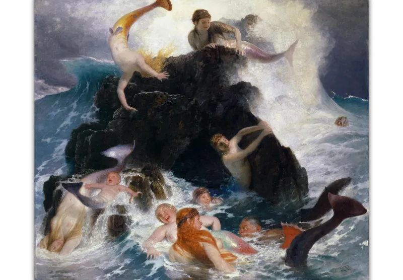 Reprodukcija „Žaidžiančios nereidės“, Arnold Böcklin, (1886)