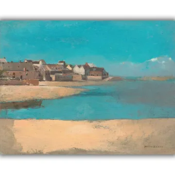 Reprodukcija „Pajūrio kaimas Bretanėje“, Odilon Redon (1880)