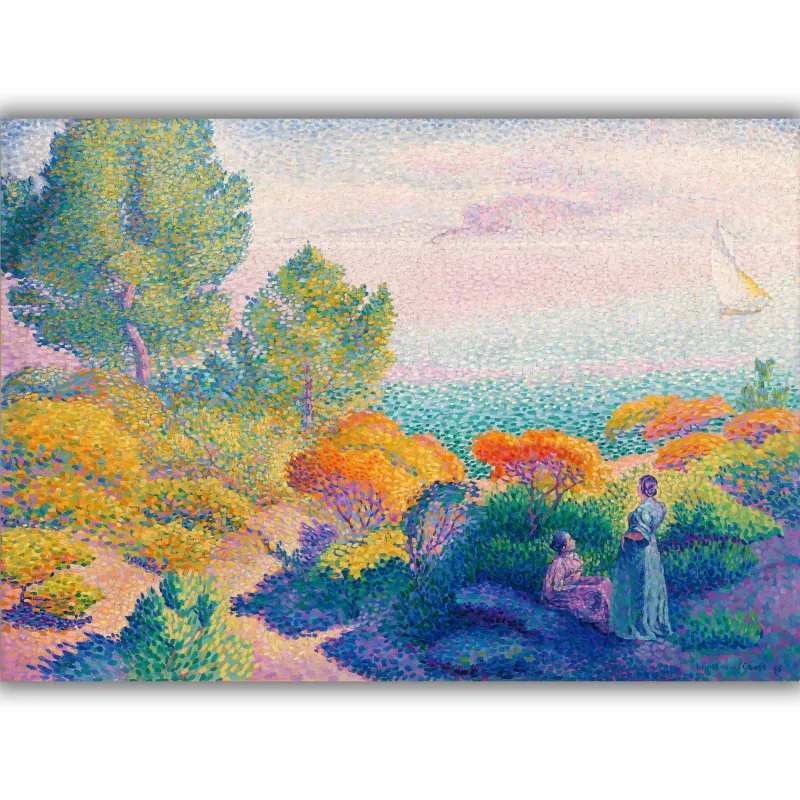 Reprodukcija „Dvi moterys prie kranto, Viduržemio jūra“, Henri-Edmond Cross (1896)