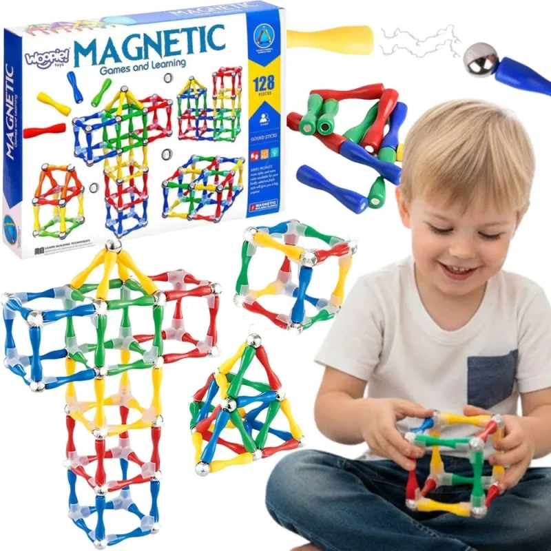 Magnetinis konstruktorius WOOPIE 3D blokai 128 el. XXL · 1