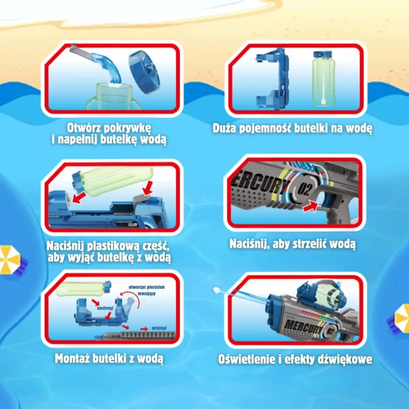 Elektrinis automatinis vandens pistoletas WOOPIE Mercury · 3