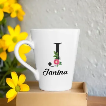 Latte puodelis su J raide „Janina“ 300ml