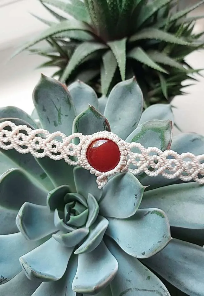 Macrame čokeris su agatu