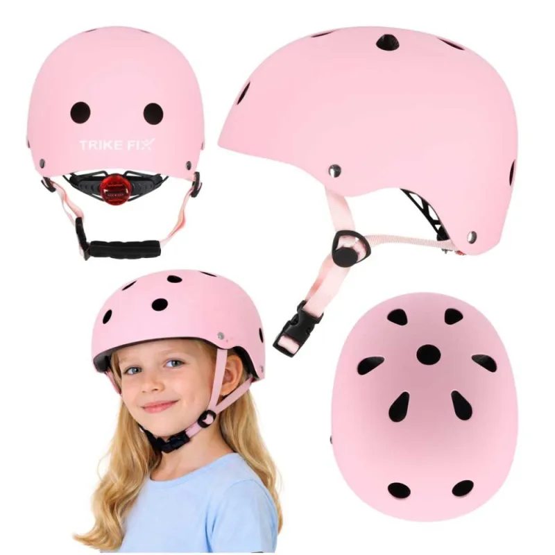 Vaikiškas dviratininko šalmas Trike Fix reguliuojamas, LED, S 48-54 cm, rožinis · 1