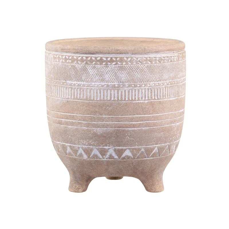Rusvas keramikinis vazonas — H16/D14 cm