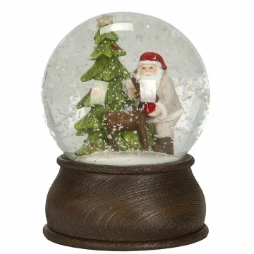 Stiklinis rutulys Kalėdų Senelis ir Elnias — 10x14cm